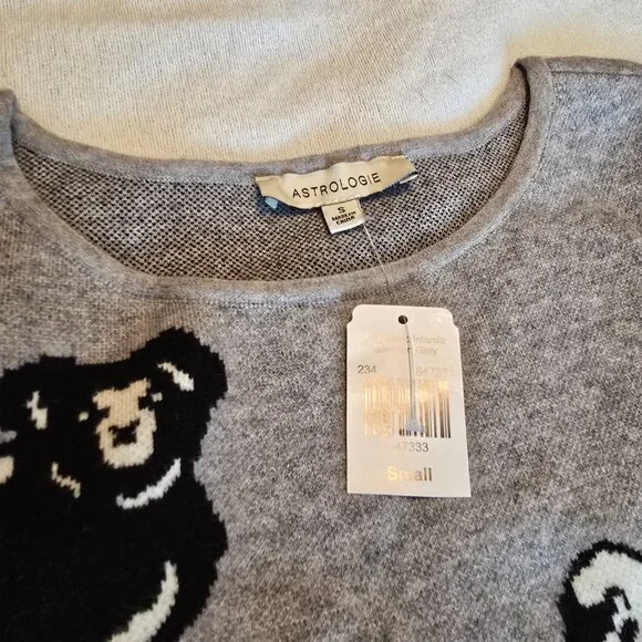 Cracker Barrel Astrologie Small S Sheep Lamb Black White Sweater Crew Sweatshirt - Picture 7 of 16